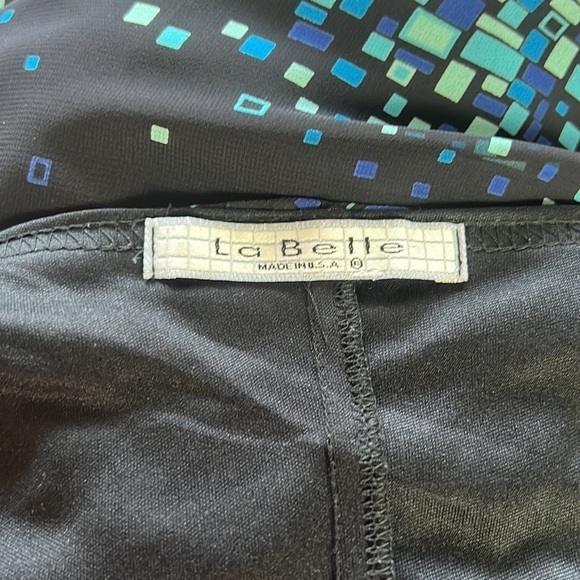 Vintage🧚♀️La Belle Women’s Navy/Blue Geometric Print Midi Length Dress - Picture 8 of 12